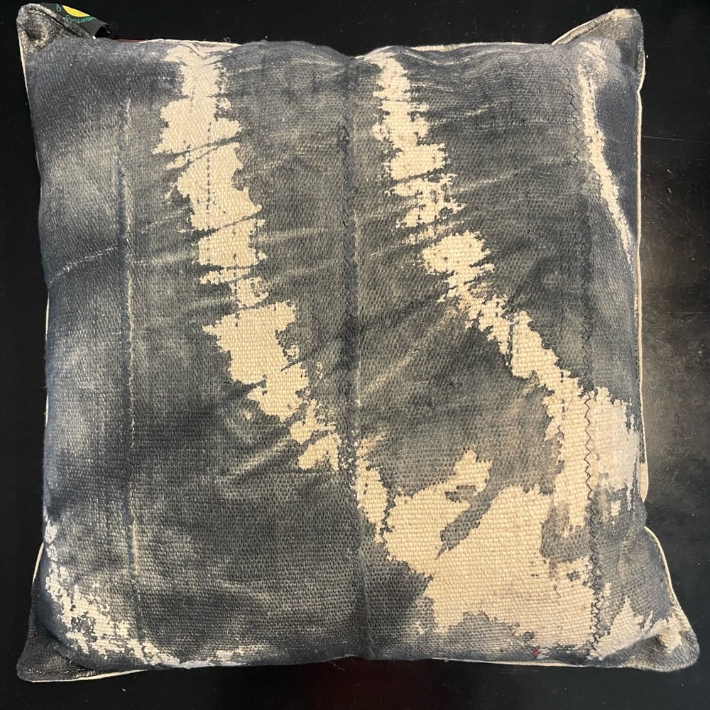 Tie Dye Gray and Cream Throw Pillow